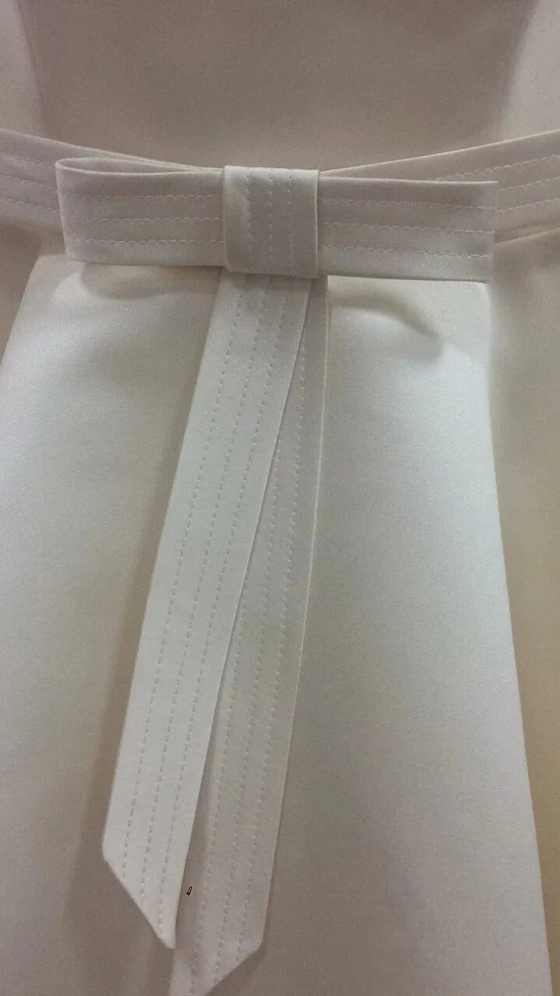 Beach Wedding Dresses Short Front Long Back Satin with Bow Simple