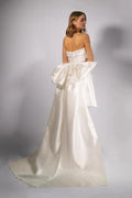 A-line Wedding Party Dresses for Women Strapless Detachable Draped Big Bow Brides Gowns with Pocket vestidos novias boda