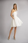 A-line Wedding Party Dresses for Women Strapless Detachable Draped Big Bow Brides Gowns with Pocket vestidos novias boda