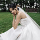 A-Line Elegant Wedding Dresses Strapless Sleeveless Boning Organza Brides Party Gowns for Women Side Slit Bridals Dress