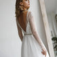 Tea-Length Wedding Dresses Short Bride Gowns Plus Size O-neck Long Sleeve Lace Beach Boho Princess Party Dress