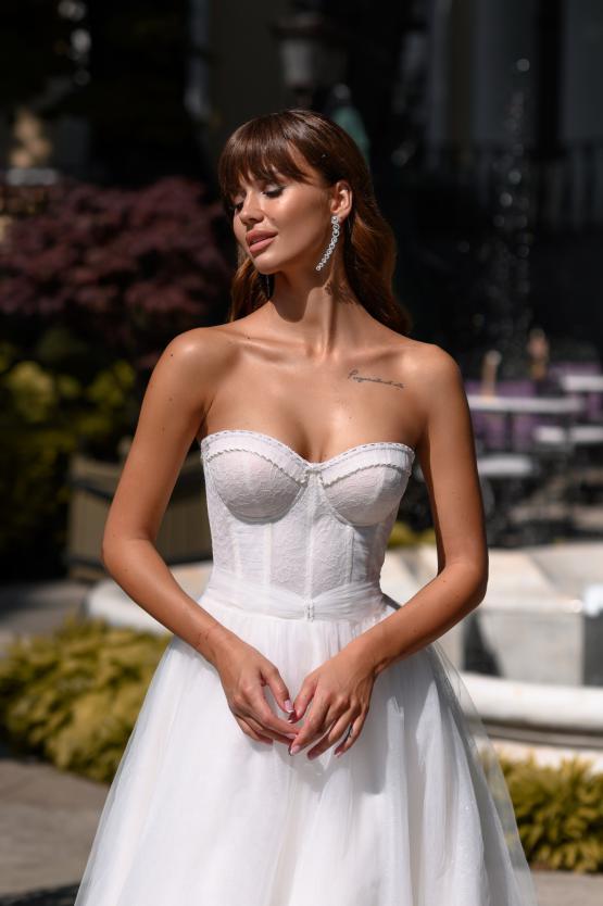 DISEÑO NICEB Vestidos De novia De encaje con mangas acampanadas para mujer, vestido De novia De tul sin tirantes, vestidos De princesa con Espalda descubierta, corte A