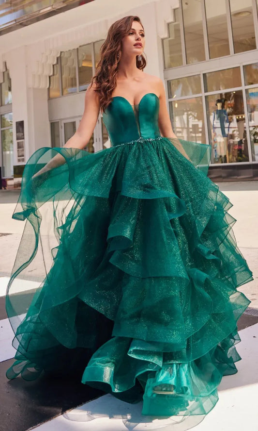 Elegant Dark Green Prom Dress Sexy Strapless Edge Curl Vestidos De Fiesta Luxury Side Split Eveing Dress