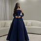 Removable Lace Long Sleeves فساتين سهره فاخره Elegant Taffeta Slim A-line Prom Dresses Sexy Tube Top Vestidos De Noche