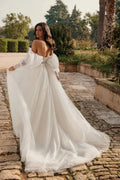 Puff Sleeve High Split Wedding Dresses Sweetheart Tulle Robe De Mariée A-line Backless Bridal Party For Women Satin