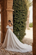 Modern Sweetheart Wedding Gown For Bride Lantern Sleeves Lace Appliques A-line Backless Robe De Mariée Customised Satin