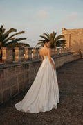 Romantic A-Line Beach Wedding Dress – Strappy Sweetheart Neckline with a Natural Waistline for an Effortless Bridal Look Satin