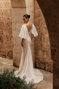 Mermaid Wedding Dress Sexy Glitter Tulle Sleeve Custom Made Illusion Backless Bridal Party Satin