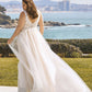 Suknia ślubna bez rękawów plażowych w rozmiarze w szpic bezkroźnej aplikacji A-line linia nowożeńca