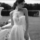 Vintage Beaded Strapless Princess A Line Wedding Dresses Side Slit Custom Made 2024 Vestido De Noival