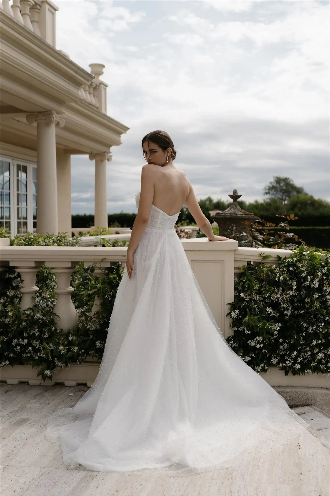 Vintage Beaded Strapless Princess A Line Wedding Dresses Side Slit Custom Made Vestido De Noival Custom made