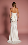 Romantic A-Line Wedding Dress with a Draped Bodice for a Soft Look backless New Satin split