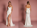 Romantic A-Line Wedding Dress with a Draped Bodice for a Soft Look backless New Satin split