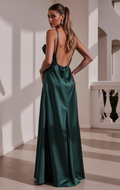 Sophisticated Evening Gown and Prom Dress with a High Slit for a Bold Statement backless New Satin split