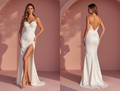 Elegant A-Line Wedding Dress with a Keyhole Back for a Chic Style backless New Satin split