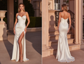 Lightweight A-Line Bridal Gown for Brides Who Want Effortless Beauty backless New Satin split
