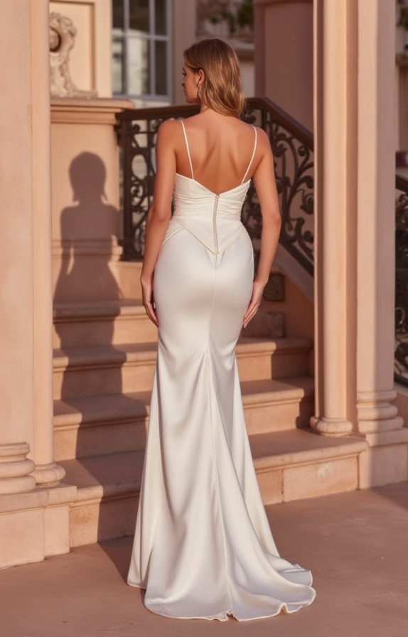 Lightweight A-Line Bridal Gown for Brides Who Want Effortless Beauty backless New Satin split