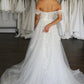 Detachable Off-the-Shoulder Tulle Lace Sleeves Wedding Dress Vestido De Novia Bow Satin Court Train Dress Bridal Gown Skirt