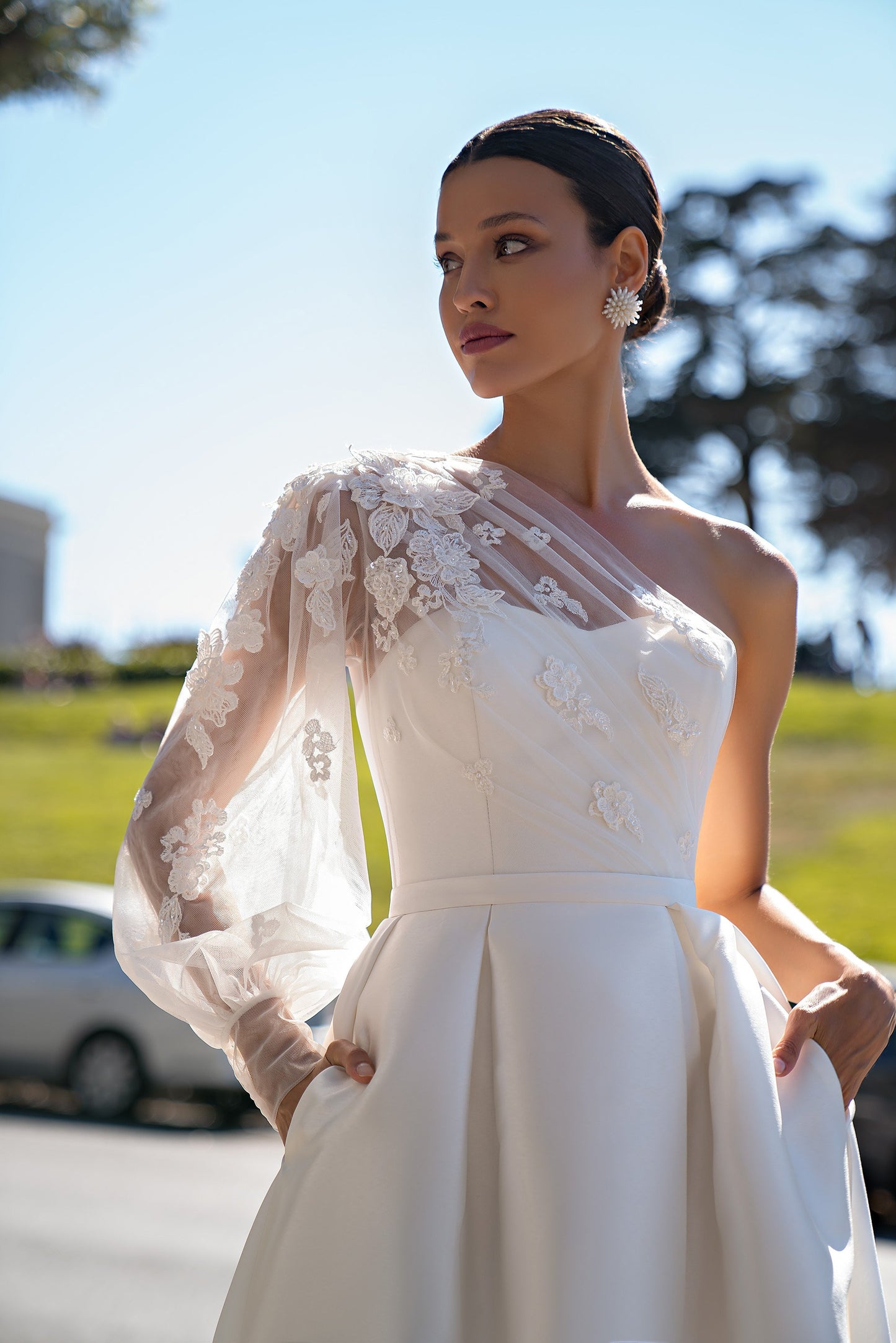 Tache robe de mariée fendue robes de novia chérie cou robe de mariée pour les femmes personnalisé balayage Train robe avec ceinture