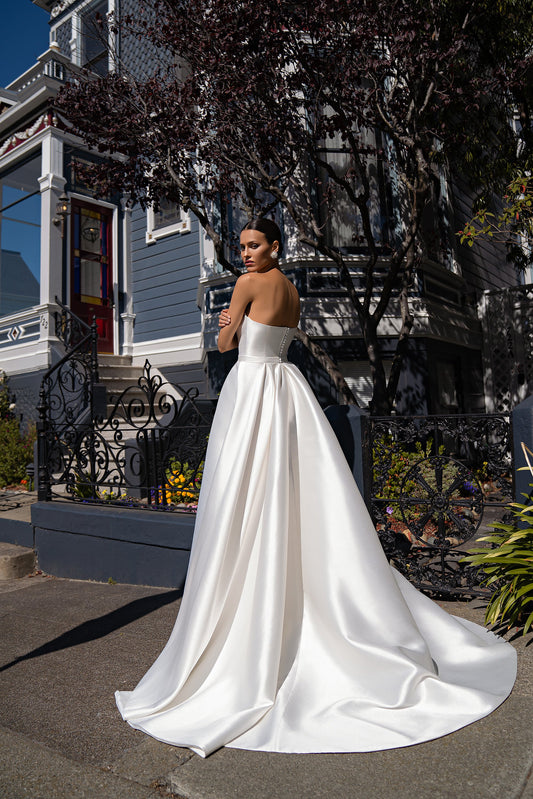 Tache robe de mariée fendue robes de novia chérie cou robe de mariée pour les femmes personnalisé balayage Train robe avec ceinture