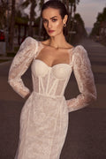 Dress Long Sleeve Mermaid Bride Gowns Sweetheart Illusion Gown Vestidos De Novia Satin