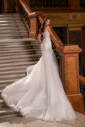 Elegant Mermaid Wedding Dresses Shiny Party Appliques Spaghetti Straps Gown Satin