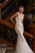 Romantic Sweetheart Wedding Dress Bride Robe Elegant Mermaid Lace Long Bridal Gown Satin