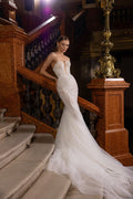 Romantic Sweetheart Wedding Dress Bride Robe Elegant Mermaid Lace Long Bridal Gown Satin