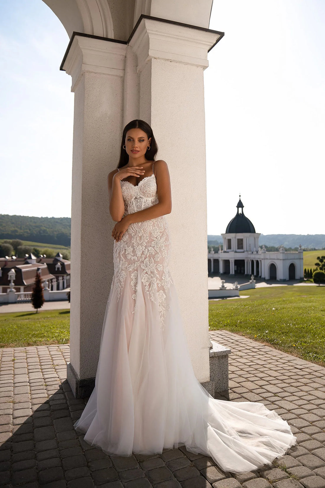 Fancy Spaghetti Straps Wedding Dresses For Mariages Mermaid Tulle Lace Appliques Satin