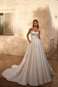 Luxury Satin Wedding Dresses A-line Bridal Gown Bride Dresses Vestidos De Novia Satin