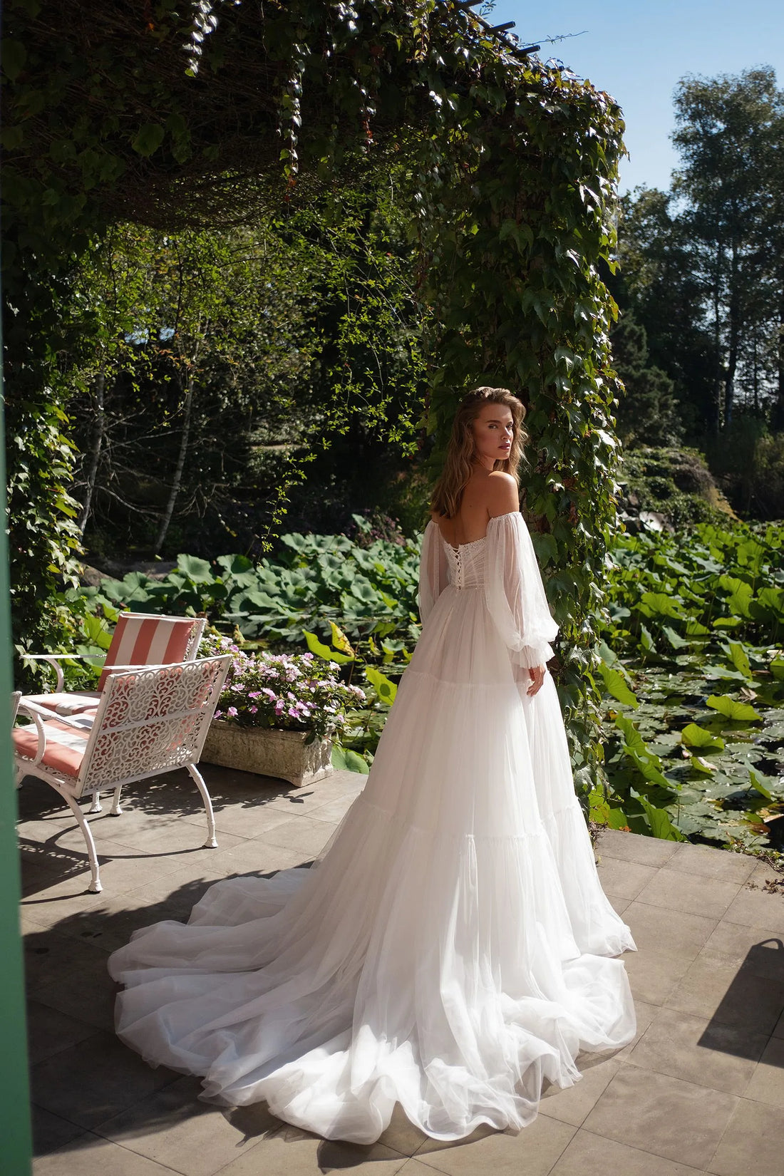 Chic Tulle Wedding Dress for Women Destination Simple Bride Dresses Corset Long Bridal Gown Satin