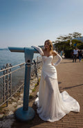 Gorgeous Sweetheart Wedding Dress Mermaid Lace Illusion Bride Gowns Detachable Sleeve Vestidos De Novia For Bride Satin