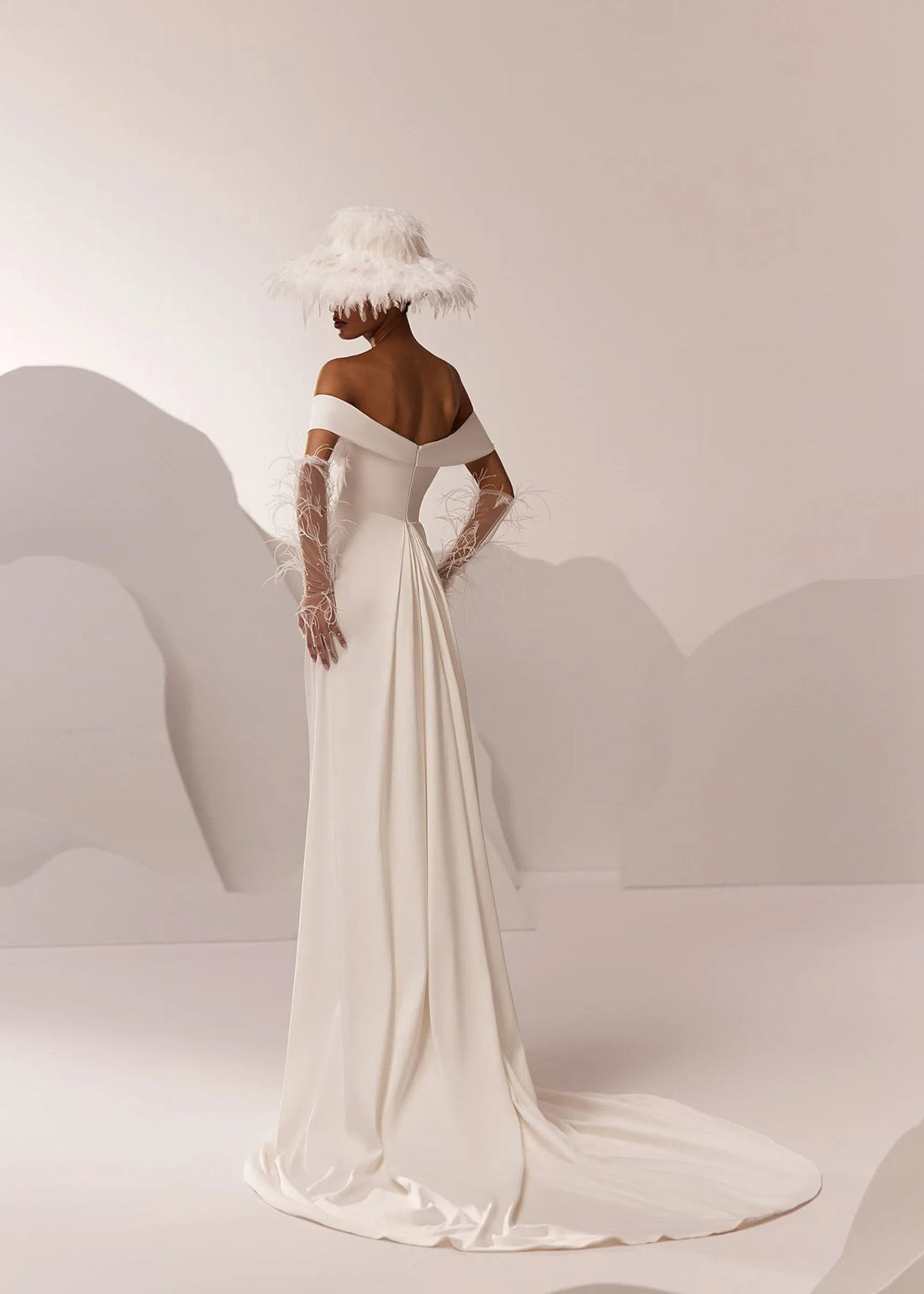 Simple Off the Shoulder Wedding Dresses (No Gloves) Modern Mermaid Dress For Bride Elegant Satin Bridal Gown Vestido De Novia Satin