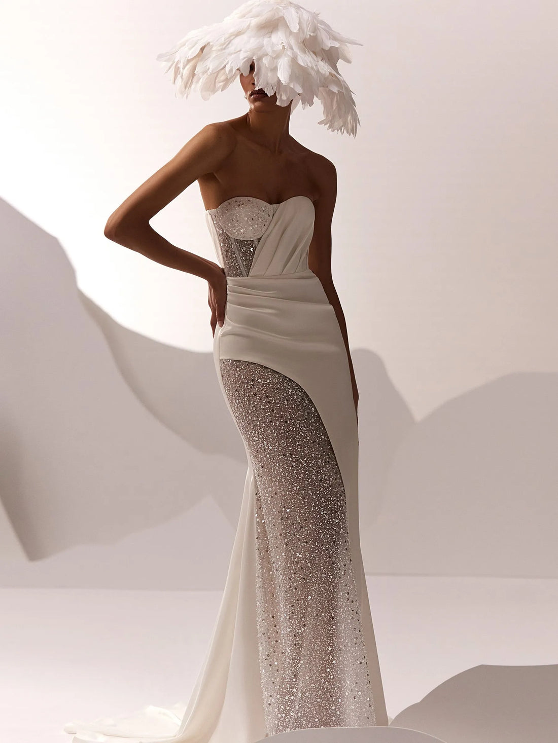 Mermaid Wedding Dress Sequins Court Backless Wedding Gown Satin