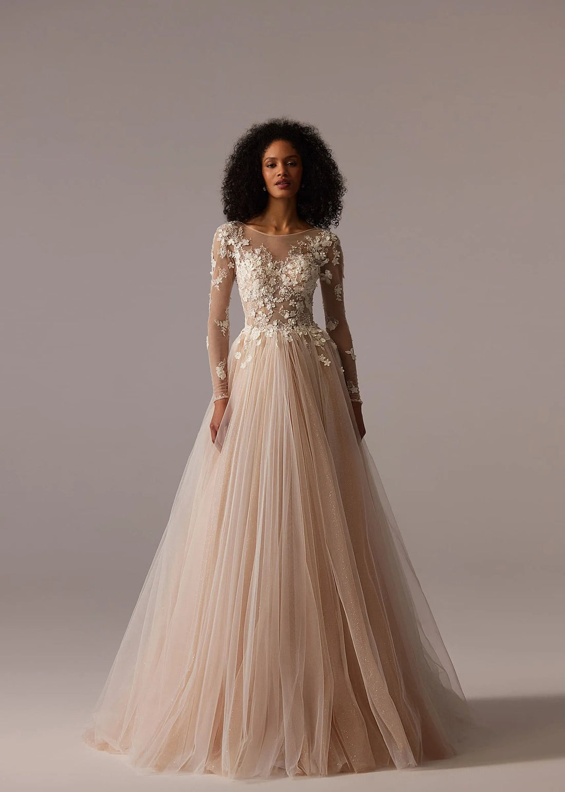 Wedding Dress Long Sleeves Tulle A-Line Bride Gowns vestidos de novia Applique Satin