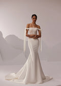 Wedding Dress Off-the-shoulder Mermaid Elegant Exquisite style Luxury Sweep Train Satin