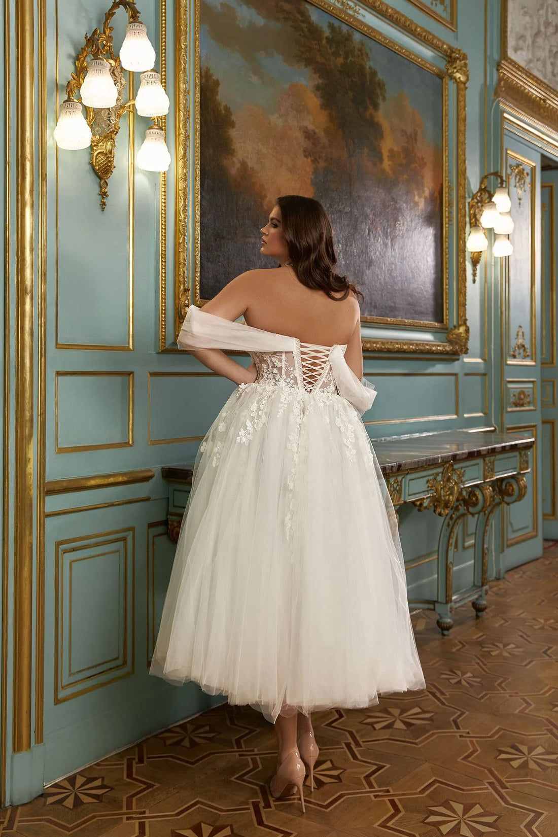 Vestidos De Novia Off The Shoulder Sweetheart See Through Lace Wedding Dresses Appliques Satin