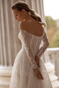 Romantic Wedding Dresses for Women Appliques Lace Sweetheart Full Sleeves Draped Zipper Robe De Mariée Satin