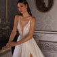 Split Side Shiny Glitter Boho Women Wedding Dress for Bride Spaghetti Straps Wedding Gown