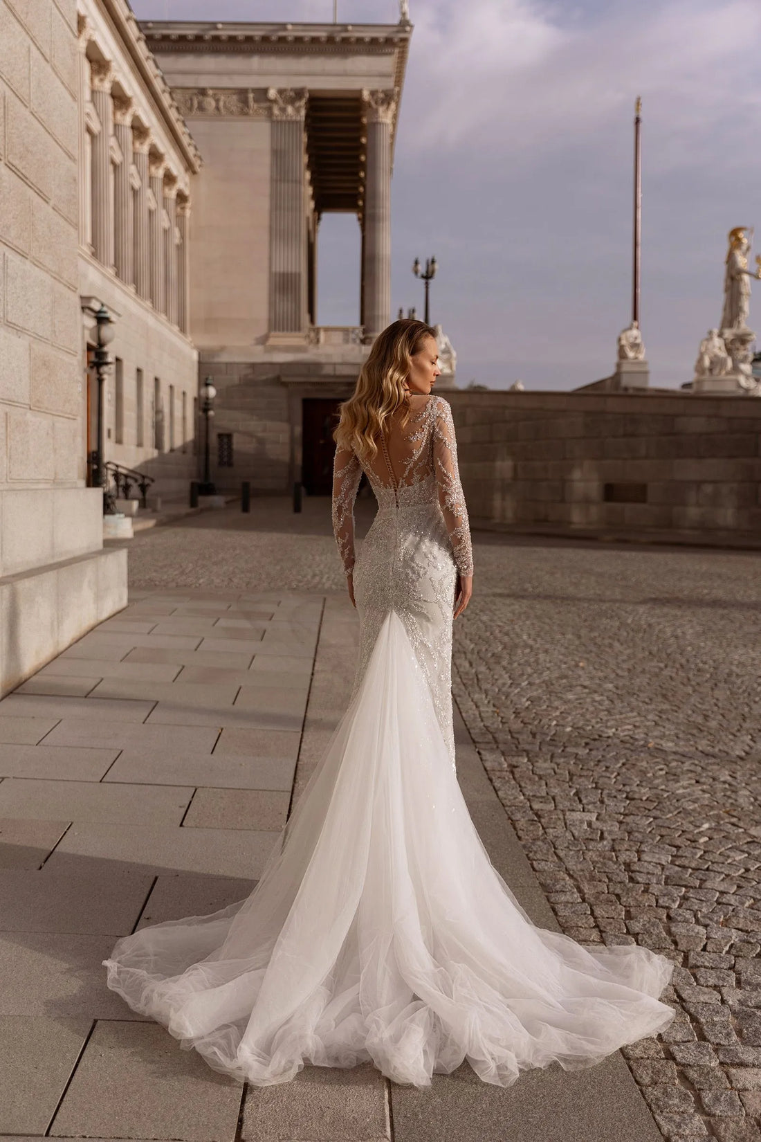 Wedding Dress Mermaid Sequin With Full Sleeves Elegant Bride Dress Vestidos De Novia Satin