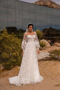 Fairytale Sweetheart Wedding Dress for Woman Bridal Puff Sleeves Lace Appliques Satin