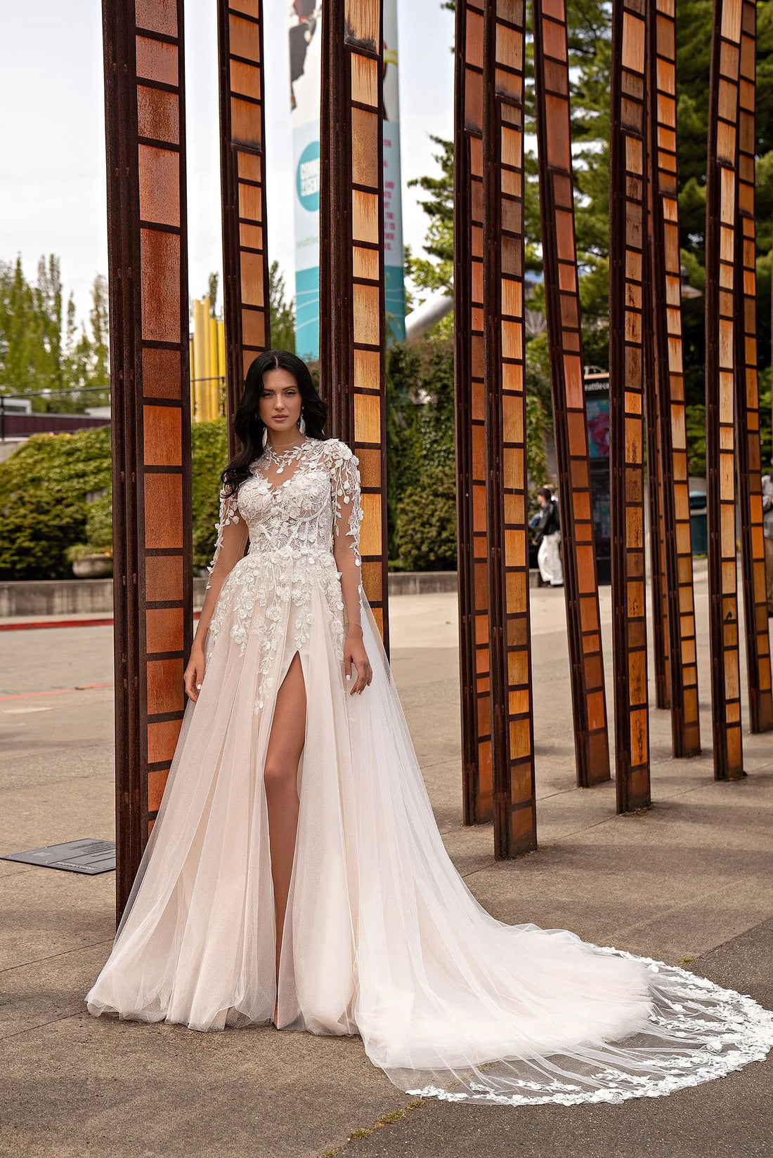 Vintage Beach Tulle Wedding Dress For Bride Bridal Gown Back Satin