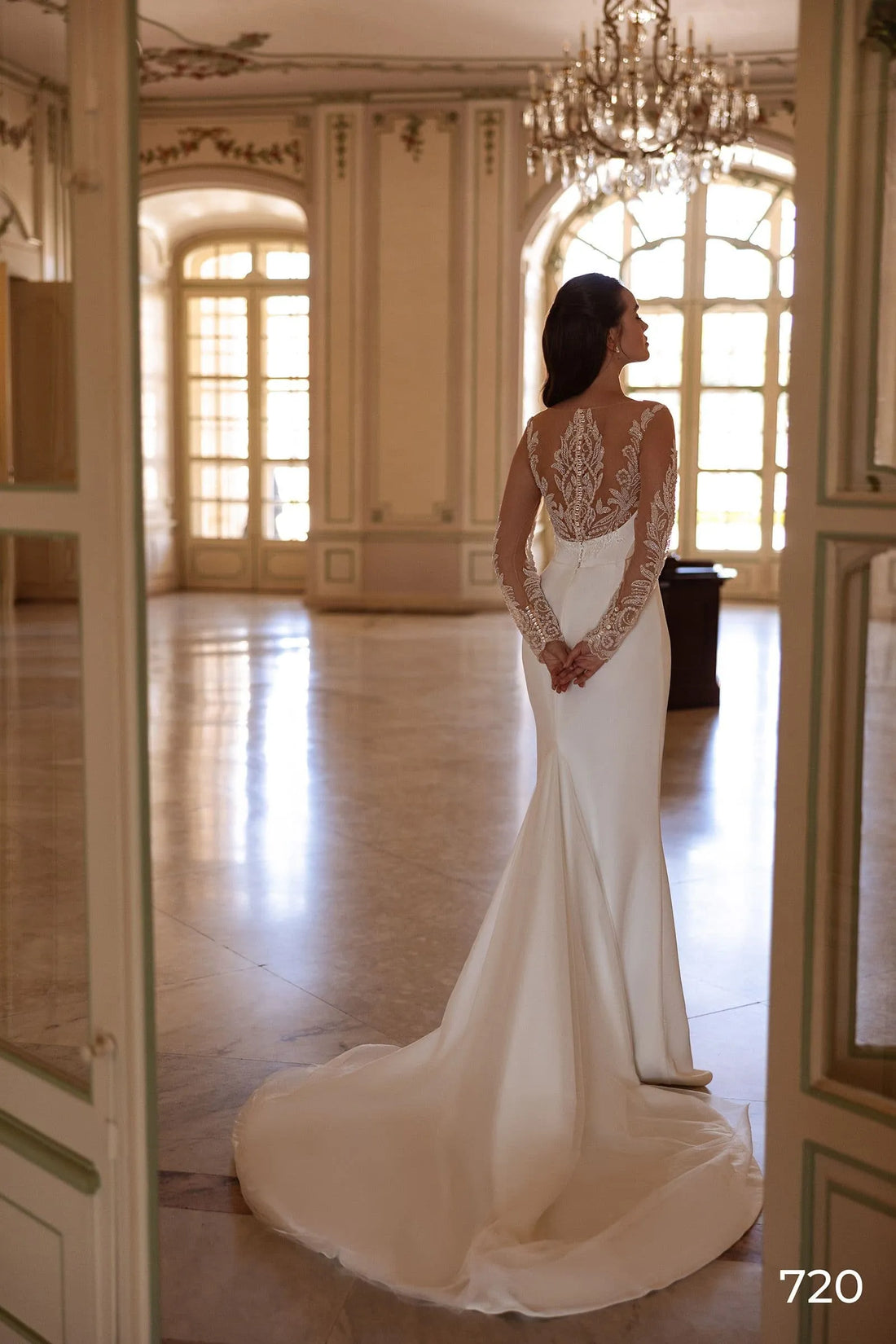 Luxury Wedding Dresses Mermaid Women Long Sleeve Brides Bridal Dress Lace Women Bride Gown Customized Satin