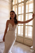 Stunning Mermaid Dresses Wedding Gown Sleeveless Lace Applique Deep V Neck Vestidos De Novia Customised Satin