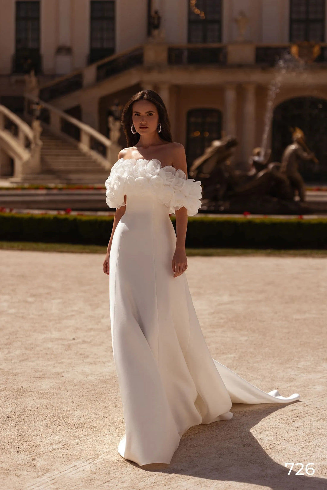 Wedding Dress Crepe Fashion A-Line Off Shoulder Floor-Length Elegant Exquisite Morden style Luxury Satin