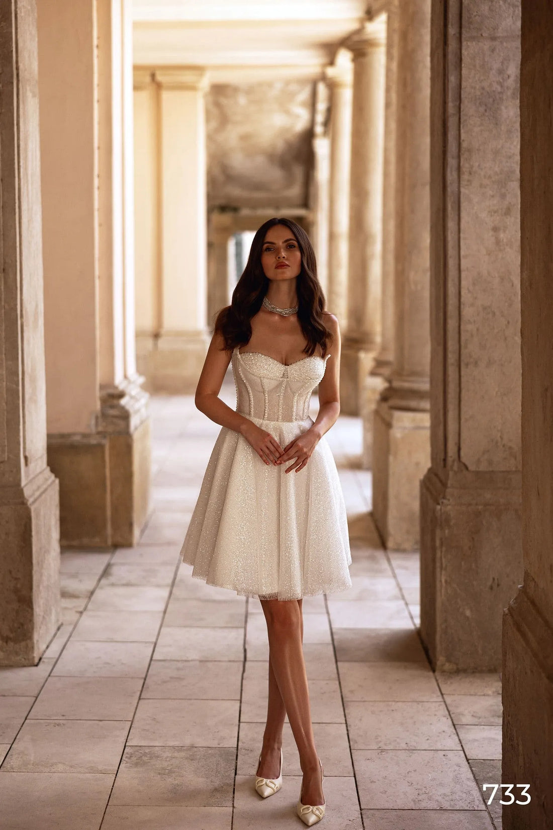 Glitter Wedding Dresses Shiny Short Bridal Dress strapless Corset Bride Gown Mini Party Gown vestidos de novia Customized Satin