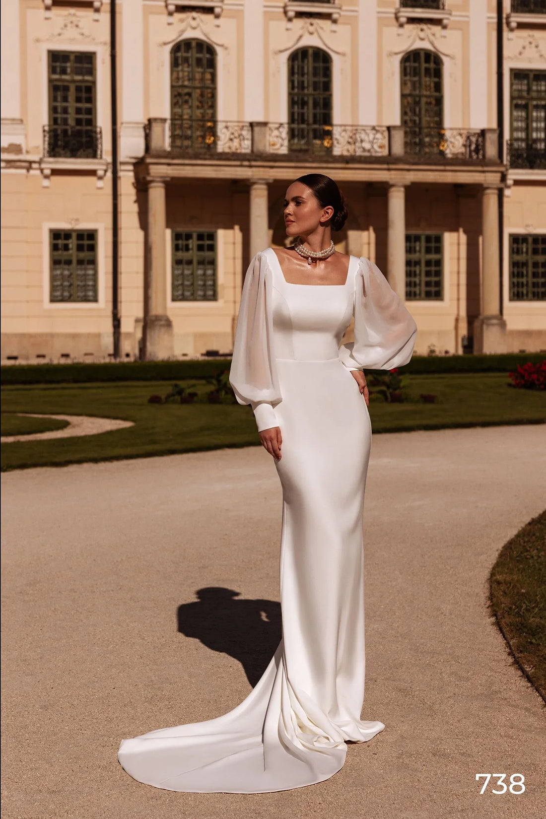 Wedding Dress Mermaid Simple Long Sleeves White Ivory Bridal Gown Vestido De Noiva Satin