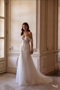 Elegant Mermaid Classic Women's Wedding Dresses Modern Lace Appliques Bride Gowns Popular Off Shoulder Wedding Gown Satin