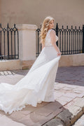 Elegant Wedding Dresses Plus Size V Neck Sleeveless Bride Gowns Applique Back Zipper Sweep Train A-Line Tulle Vestidos De Novia Satin