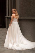 Plus Size Wedding Dresses for Women Summer Spaghetti Straps Bridal Gowns with Lace Satin